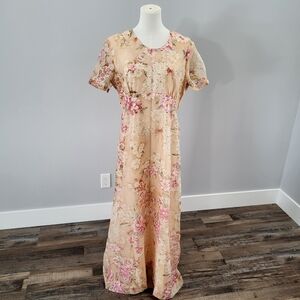 Vintage 70s Floral Maxi Dress Set Prairie Cottagecore Empire Waist M L
